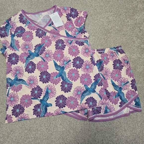 Garnet Hill Womens Asian Wrap Organic-Cotton Shorty Pajama Set Sz XL NWT - Picture 1 of 6
